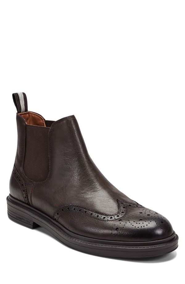 ケネスコール メンズ シューズ ブーツ・レインブーツ ウィングチップ チェルシーブーツ チェルシー Kenneth Cole New York Frank Wingtip Chelsea Boot Mocha Silver モカ