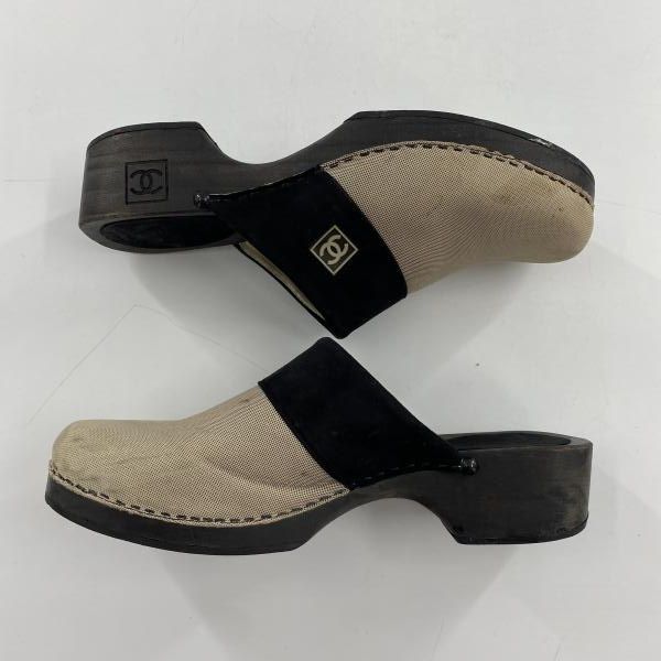 中古】CHANEL サボサンダル 38 ブラック グレー シャネル[10] - メルカリ