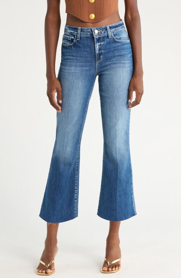 ラジャンス レディース ボトムス カジュアルパンツ ジーンズ LAGENCE Kendraw Hem Crop Flare Jeans Cambridge
