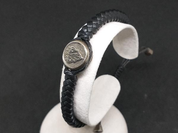 GUCCI グッチ クレスト シルバー925 レザーブレスレット SV ブラック ブランドアクセサリー