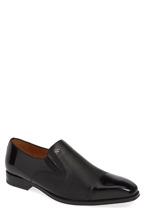 メズラン メンズ シューズ キャップ Mezlan Milani Cap Toe SlipOn Black Leather Deerskin ブラック