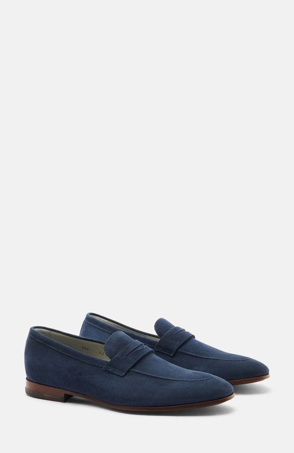 スカロッソ メンズ シューズ ローファー SCAROSSO Marzio Loafers Dark Blue Suede ブルー
