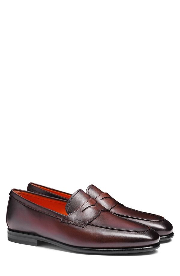 サントーニ メンズ シューズ ローファー Santoni Carlos Penny Loafer Dark Brown ブラウン