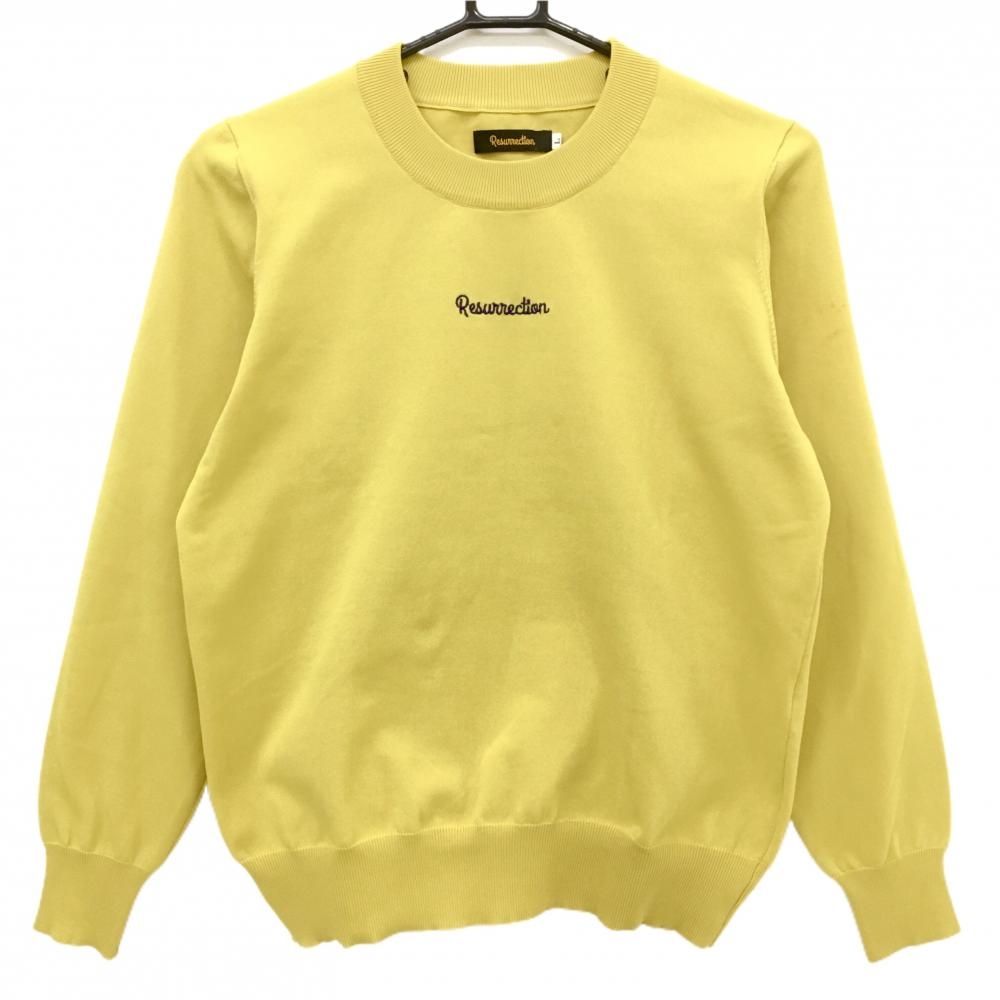 レザレクション セーター イエロー×パープル 背面ビッグロゴ ニット レディース L ゴルフウェア Resurrection