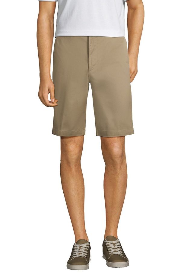 ランズエンド メンズ ボトムス ハーフパンツ・ショーツ ショートパンツ Lands End School Uniform Young Plain Front Blend Chino Shorts Khaki カーキ