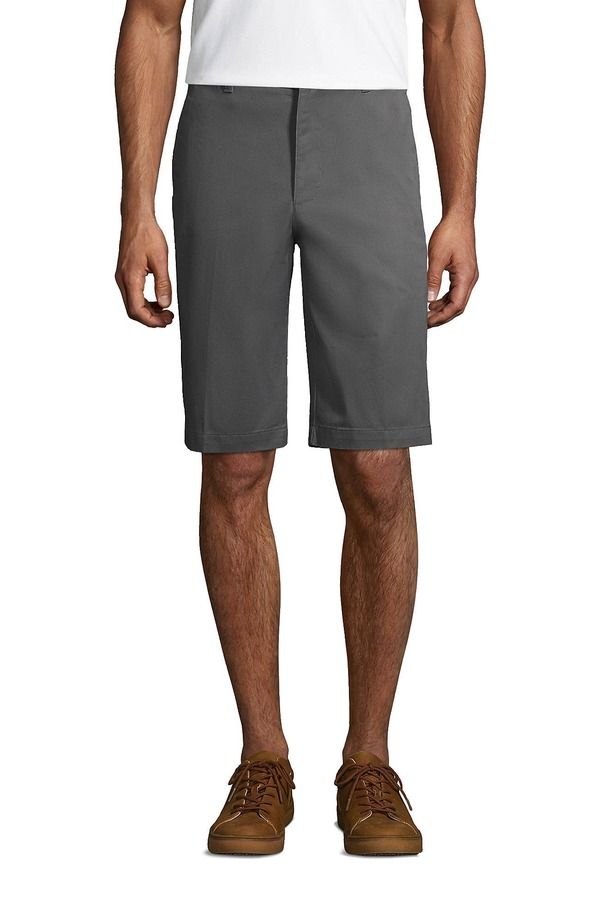 ランズエンド メンズ ボトムス ハーフパンツ・ショーツ ショートパンツ Lands End School Uniform Young Plain Front Blend Chino Shorts Arctic Gray グレー