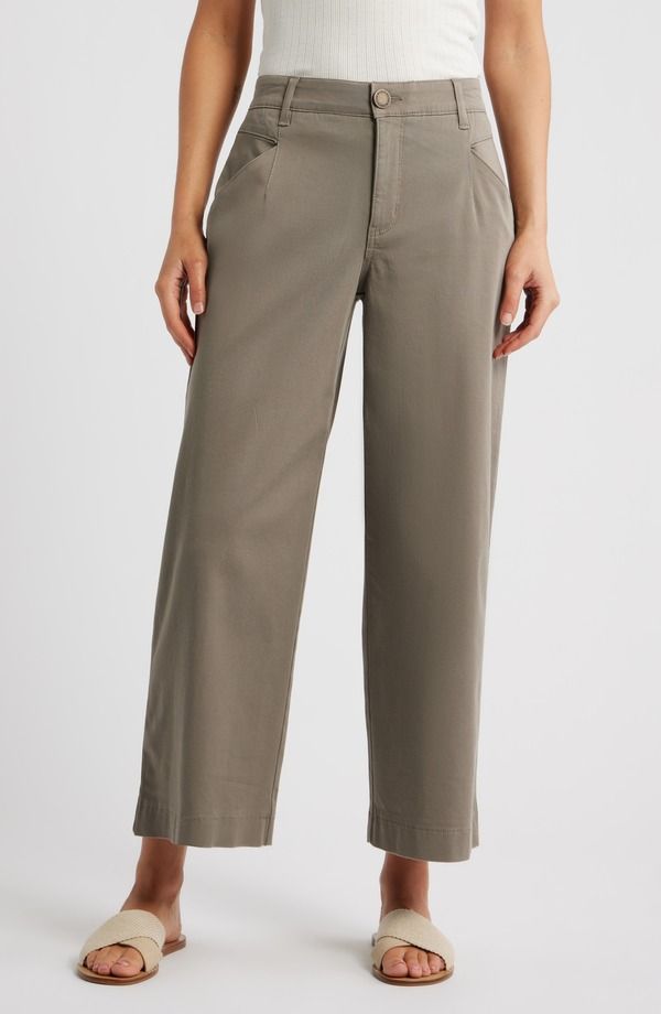 ウィットウィズダム レディース ボトムス レギンス ワイドレッグ パンツ Wit Wisdom Wyatt Skyrise Crop Wide Leg Twill Pants Brindle Olive オリーブ