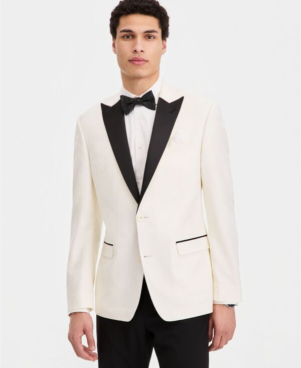 【送料無料】 バースリー メンズ ジャケット・ブルゾン アウター Mens SlimFit JacquardFloral Evening Jacket Cream