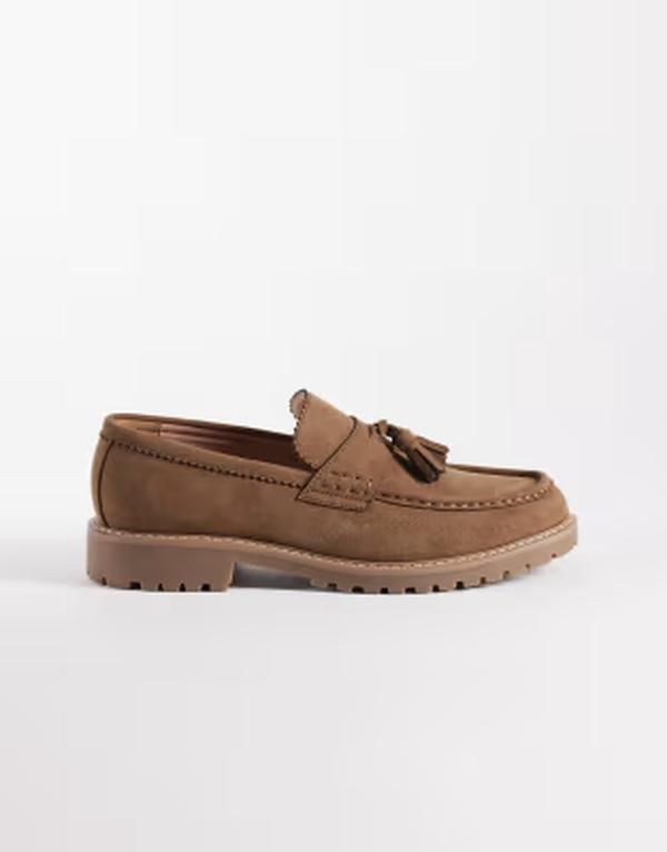 エイソス メンズ シューズ スリッポン・ローファー ASOS DESIGN tasseloafers with cleated soles in mole