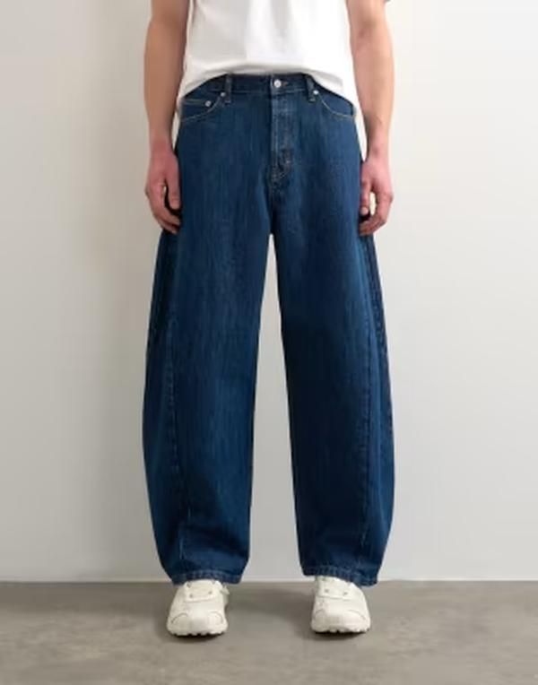 トップマン メンズ ボトムス デニムパンツ ジーンズ Topman rigid barrel jeans in dark wash Dark wash blue ブルー
