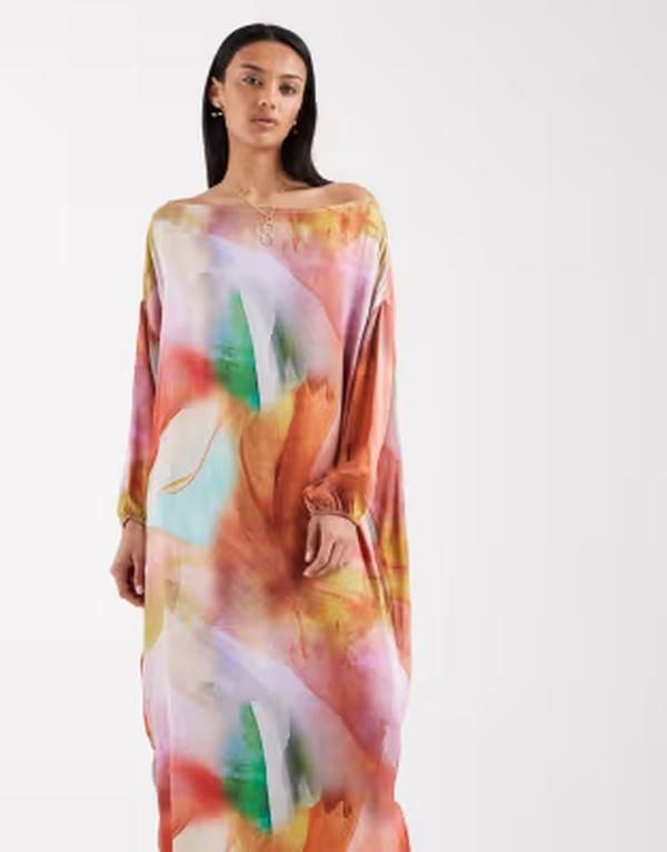 ネバーフリードレスド レディース トップス ワンピース Never Fully Dressed Jem abstract oversized midaxi dress in ombre Multi マルチカラー