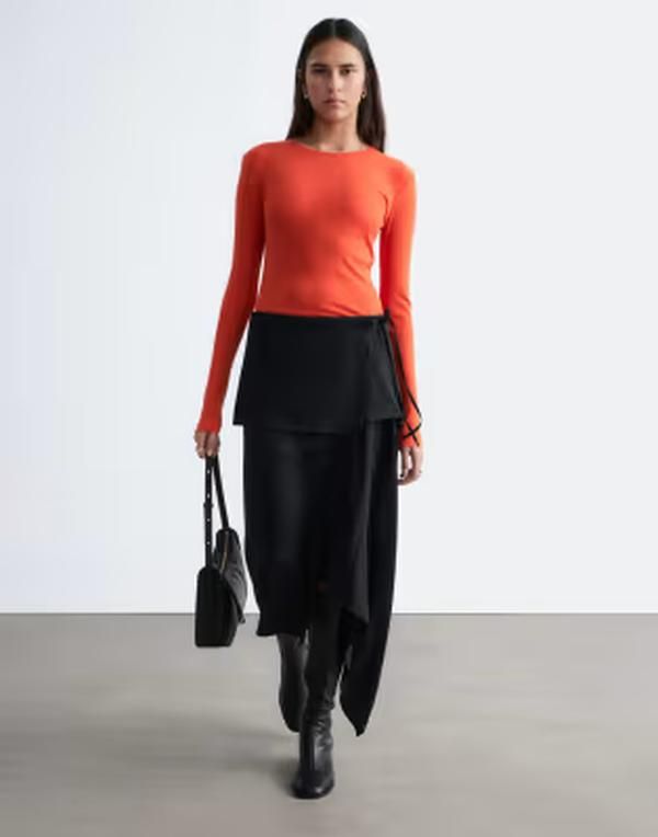 アンドアザーストーリーズ レディース ボトムスカート ミディ Other Stories twoinone midi skirt with bottom layer Black ブラック