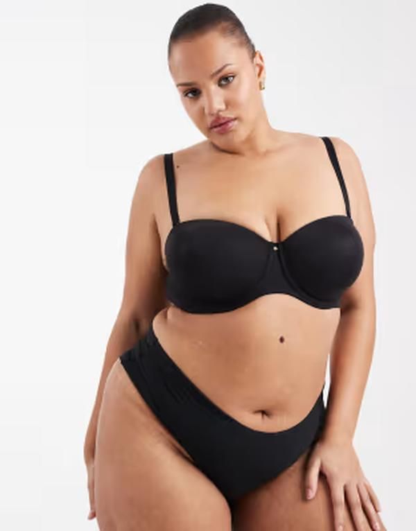 エイソス レディース アンダーウェア ブラジャー ASOS Curve ASOS DESIGN Curve molded multiway underwire bra Black ブラック