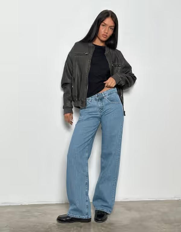 モーテル レディース ボトムス デニムパンツ ローライズ ジーンズ Motel Parallelow rise jeanstone BLUE ブルー