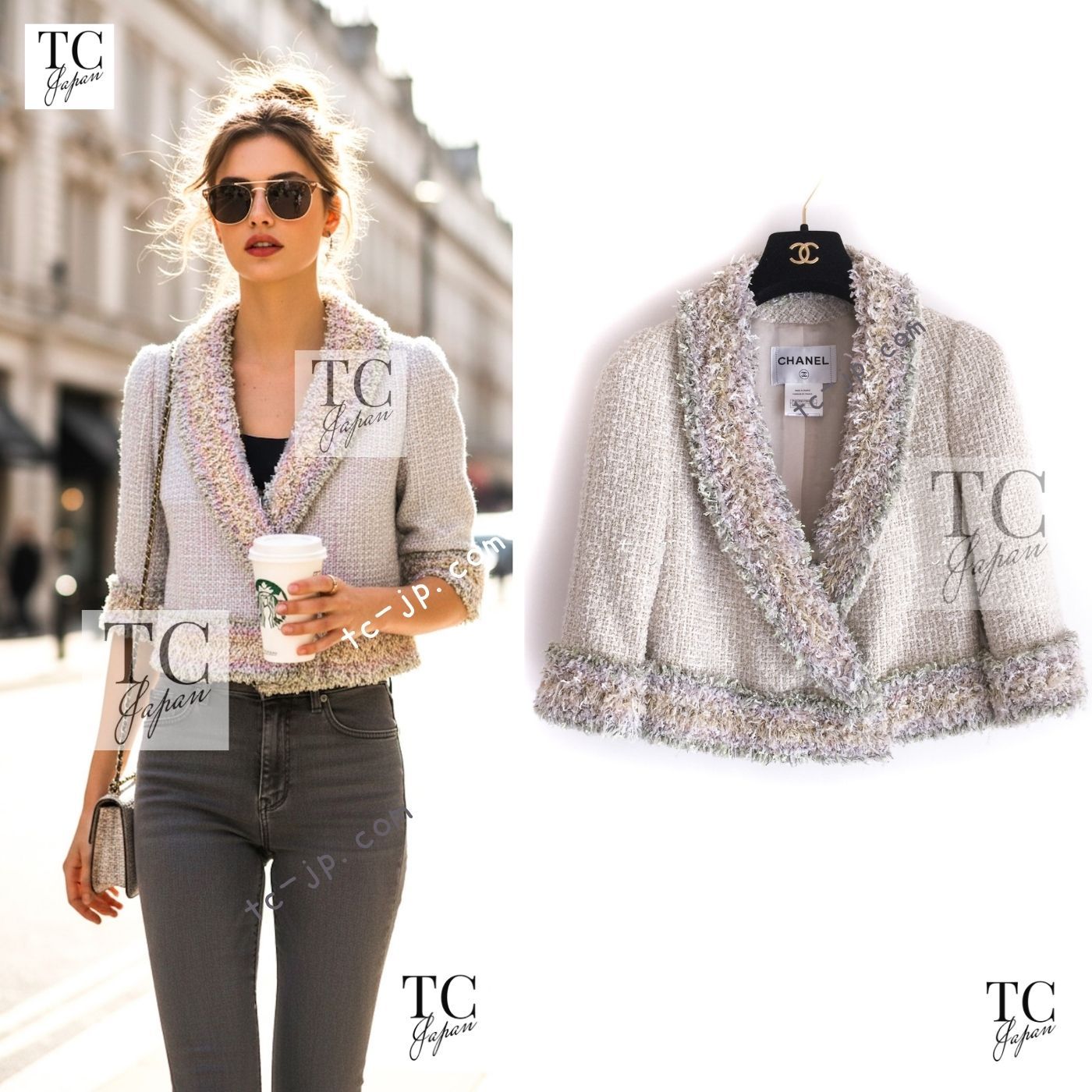 シャネル ジャケット CHANEL ベルサイユ マルチカラー フリンジ 