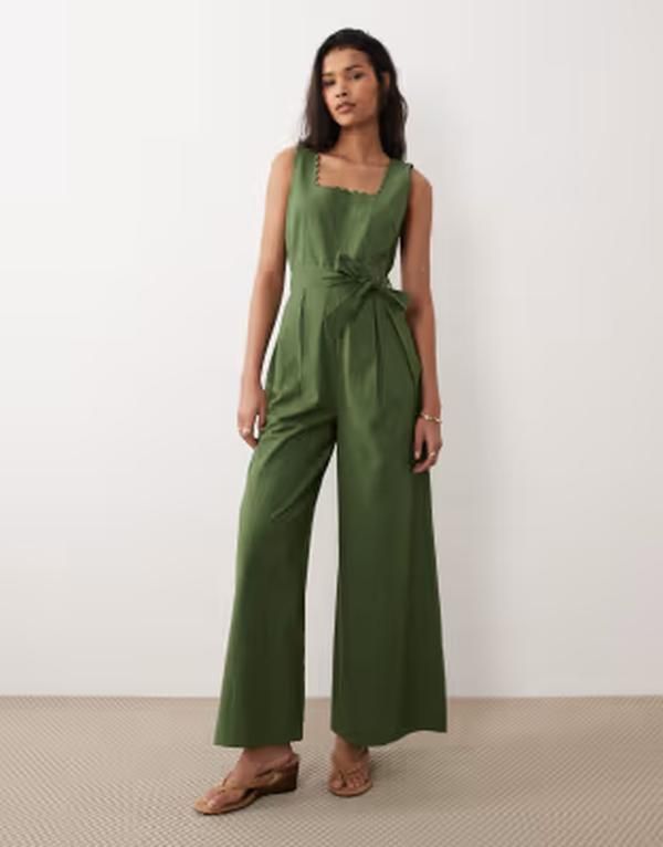 ノーバディーズ チャイルド レディース トップス ジャンプスーツ Nobodys Child Bessie square neck bow detail jumpsuit Green グリーン