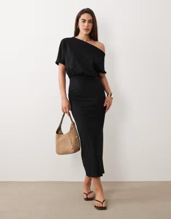 エイソス レディース トップス ワンピース ノースリーブ マキシ ASOS DESIGN sleeveless blouson maxi dress with scarf detail Black ブラック
