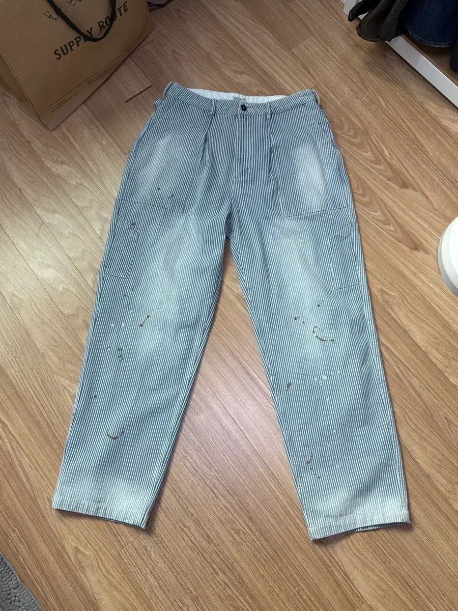 4ヘビーヒッコリー USED HEMMED MIL PANTS パンツ