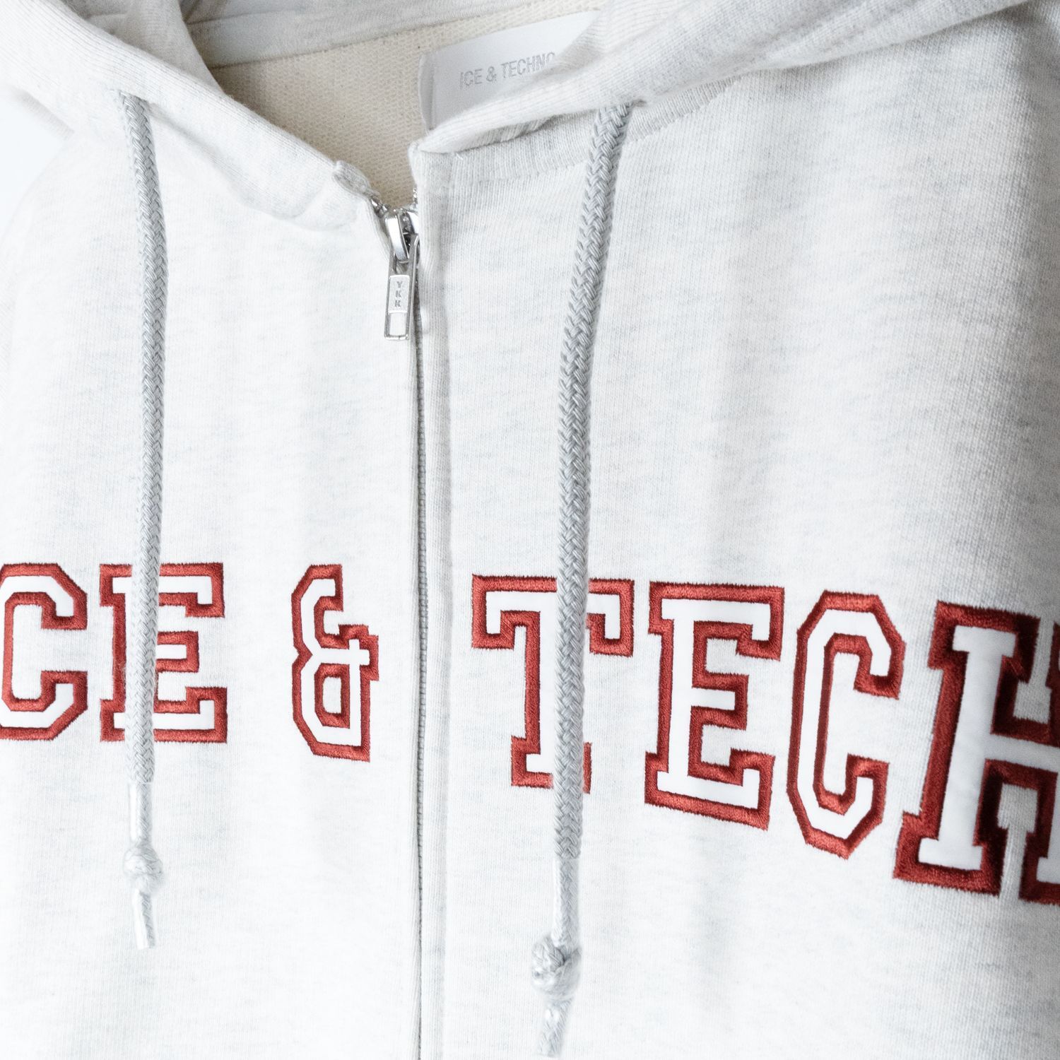 ICE & TECHNO | COLLEGE ZIP HOOD (LT.GRAY) カレッジフーディ ジップ 