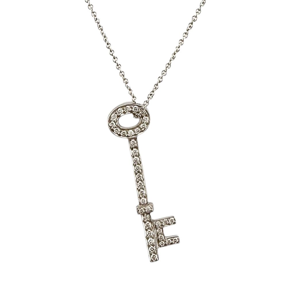 ティファニー オーバルキー ネックレス Pt950プラチナ ダイヤモンド レディース TIFFANY&Co. 中古 ティファニー