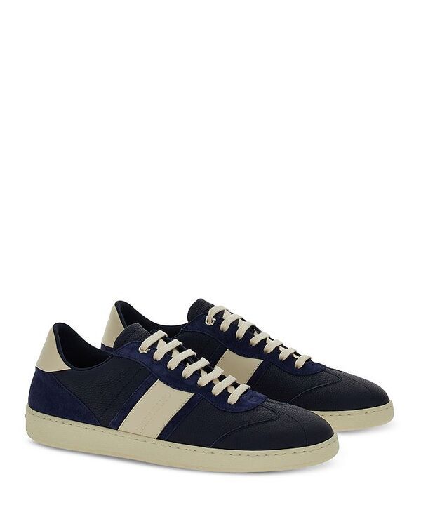 フェラガモ メンズ シューズ スニーカー レース Ferragamo Mens Achille Lace Up Sneakers Marine BlueMascarpone ブルー