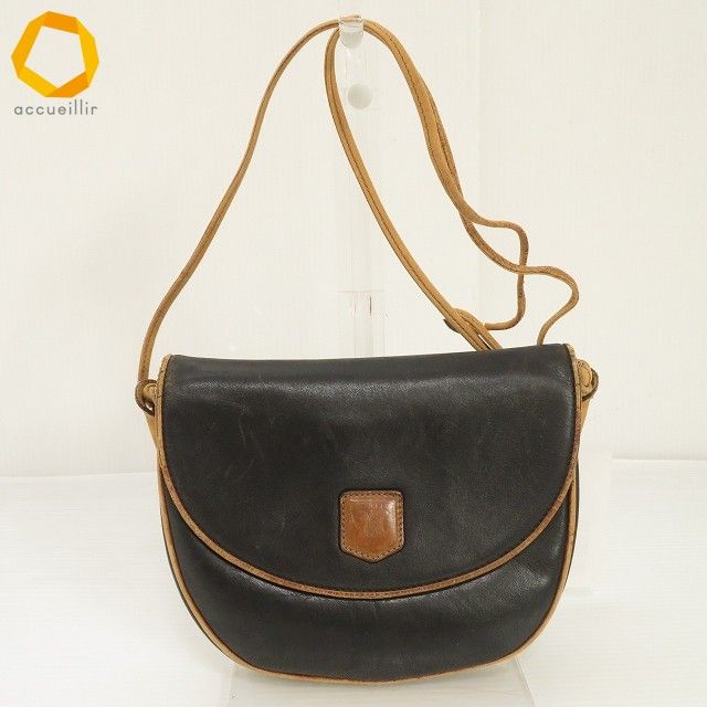 axb セリーヌ CELINE ショルダーバッグ 茶 焦げ茶 オールレザー ロゴ
