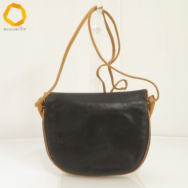 axb セリーヌ CELINE ショルダーバッグ 茶 焦げ茶 オールレザー ロゴ