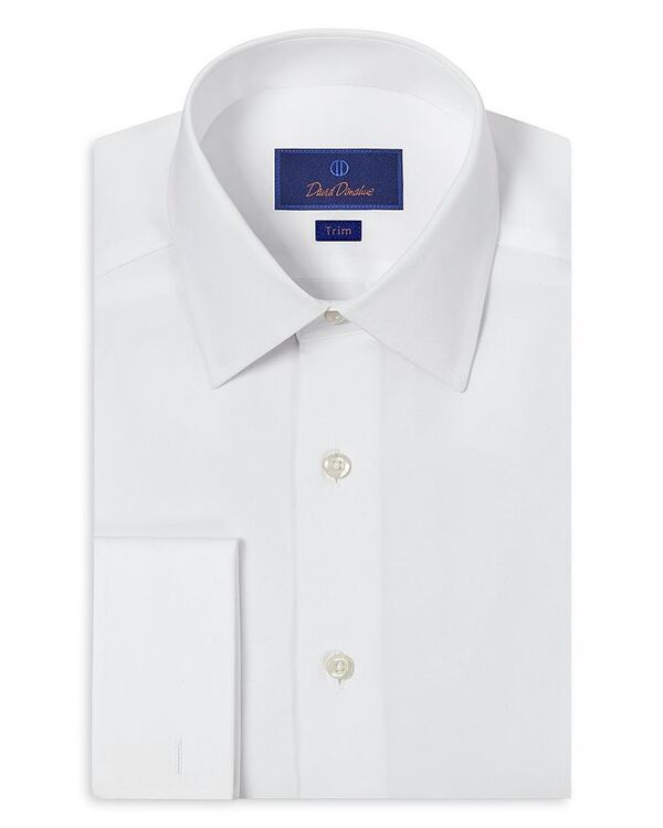 デイビッドドナヒュー メンズ トップス シャツ David Donahue Trim Fit Broadcloth French Cuff Dress Shirt White ホワイト