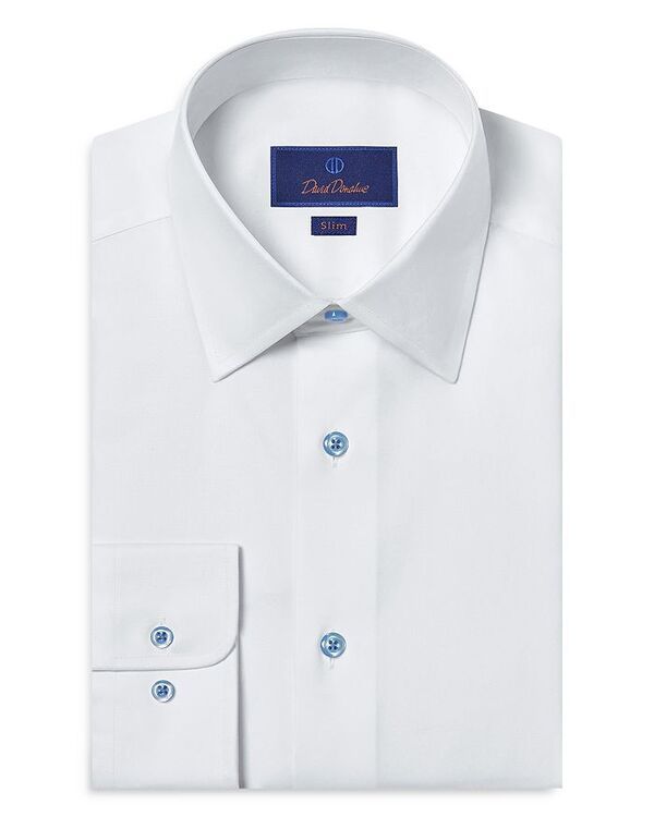 デイビッドドナヒュー メンズ トップス シャツ スリムフィット David Donahue Slim Fit Super Fine Twill Dress Shirt White ホワイト