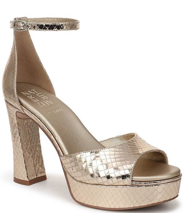 ナチュライザー レディース シューズ サンダル プラットフォーム トール アンクル レザー Naturalizer 27 EDIT Delphiembossed Metallic Leather Ankle Wraplatform Dressandals Li