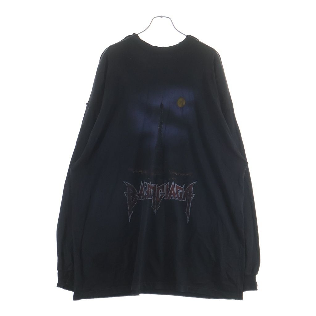 BALENCIAGA (バレンシアガ) 24AW ZL/S Double Front T-Shirts パリムーンプリント ロングスリーブ 長袖Tシャツカットソー 791613 TQVY2 ブラック