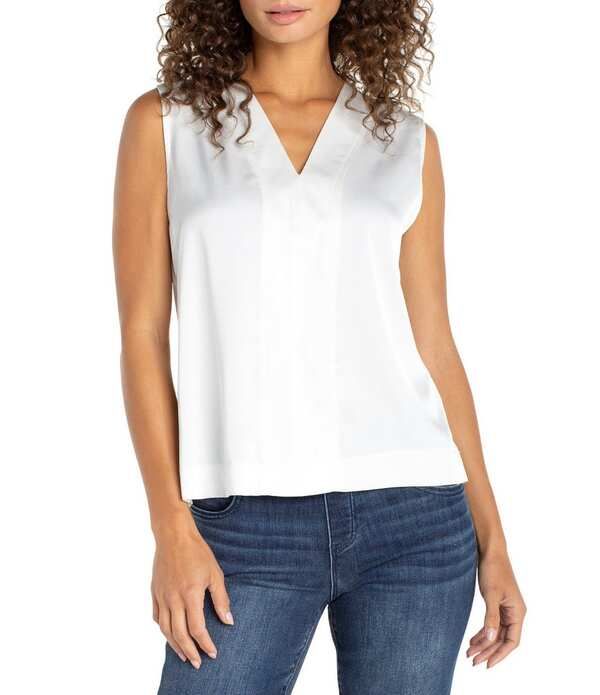 リヴァプール ロサンゼルス レディース トップス シャツ Vネック サテン ノースリーブ ニット Liverpoolos Angelesatin Knit VNeck Sleeveless Top Whipped Cream クリーム 15,315円