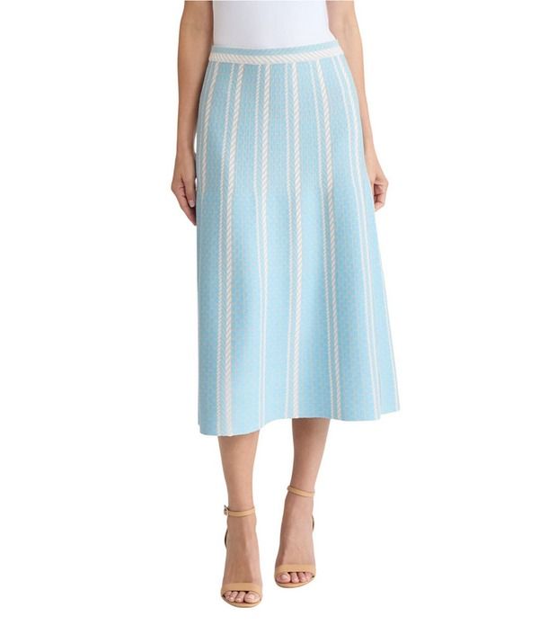 ミンウォン レディース ボトムスカート A ライン プチ ミディ ニット Ming Wang Petite Size Coordinating MultiPattern Soft Knit ALine Midi Skirt SereneLimestoneWhi