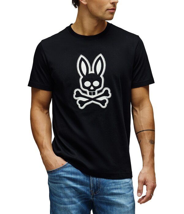 サイコバニー メンズ トップス シャツ グラフィック Psycho Bunny Gage Short Sleeve Graphic TShirt Black ブラック
