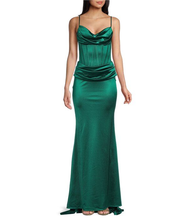 ビーダーリン レディース トップス ワンピース ドレープ サテン B Darlin Satin Drape Neck Corset Bustier Bodice Mermaidress Hunter
