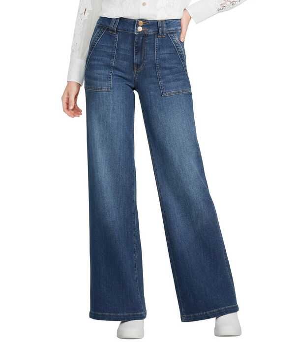 カットフロムザクロス レディース ボトムス デニムパンツ ワイドレッグ ジーンズ KUT from the Kloth Jodi Soft Stretch Denim High Rise Wide Leg Patch Pocket Jeans Humanita
