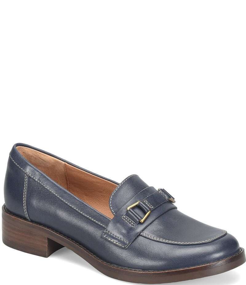 ソフト レディース シューズ スリッポン・ローファー レザー ローファー Sofft Nova Leather Bit Buckle Loafers Sky Navy ネイビー