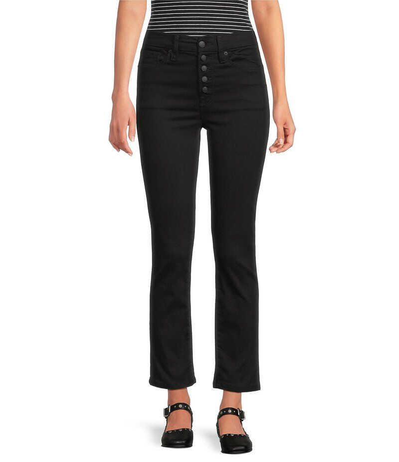グッドアメリカン レディース ボトムス デニムパンツ ジーンズ Good American Never Fades Good Legs Mid Rise Straight Jeans Black001