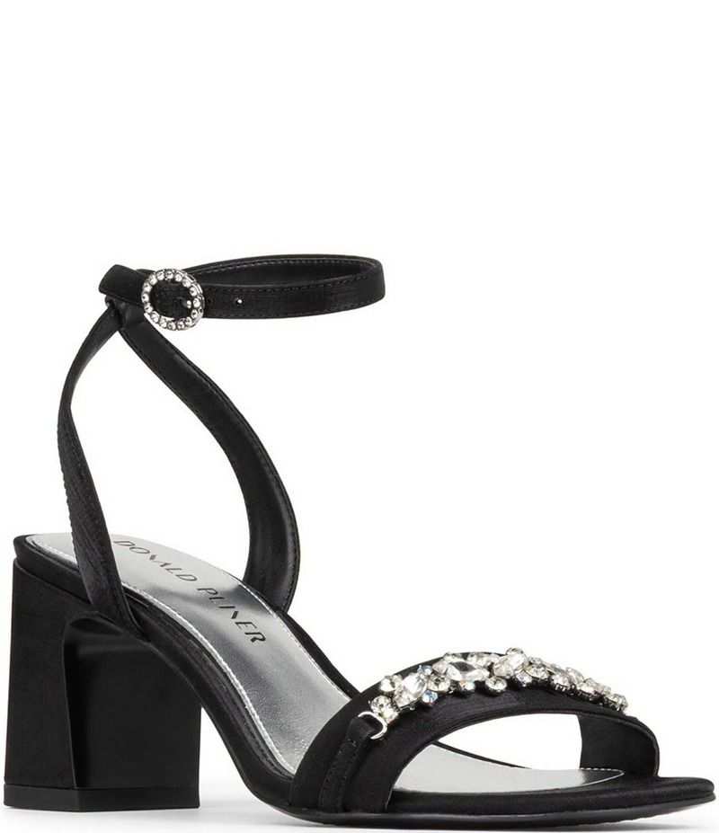 ドナルドプリネール レディース シューズ サンダル クレープ アンクル Donald Pliner Doyenne Crepe Elastic Ankle Strap Jewel Ornament Dress Sandals Black ブラック