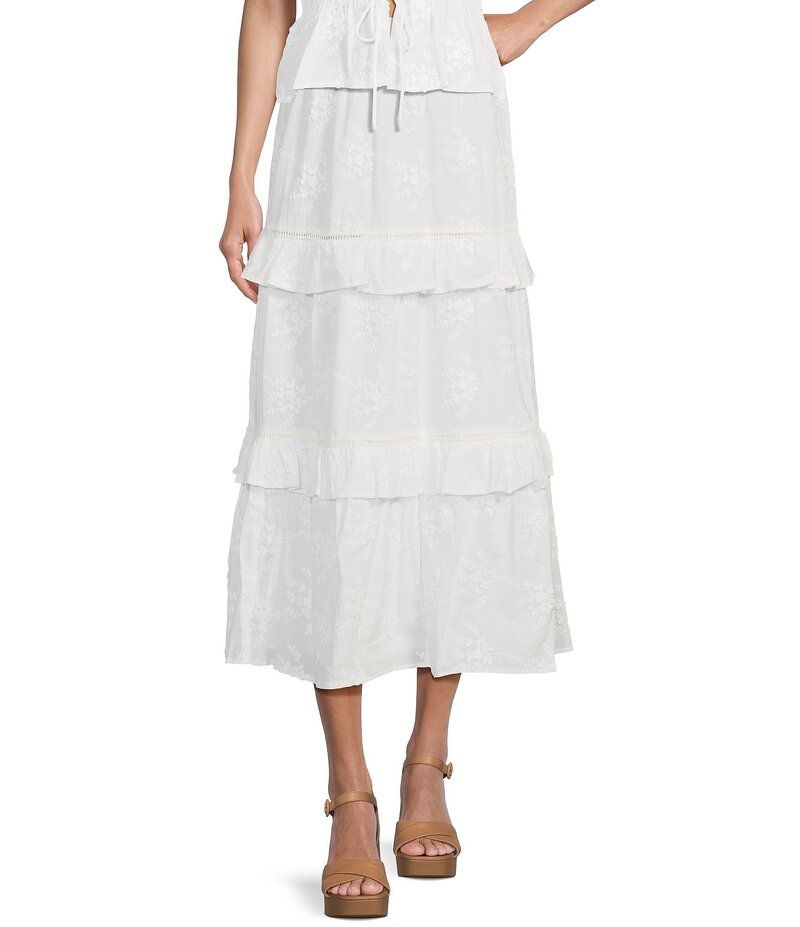 ジービー レディース ボトムス スカート ミディ レース GB 3D Lace Coordinating Midi Skirt White ホワイト