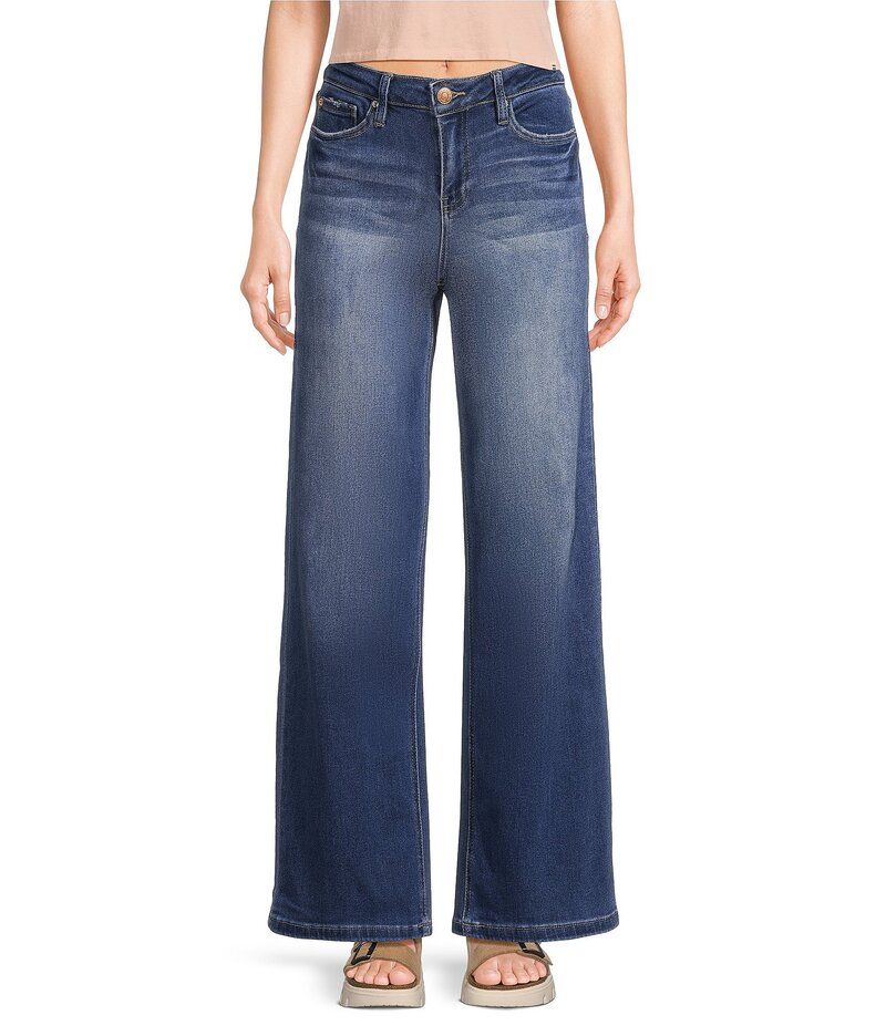 YMI ジーンズ レディース ボトムス デニムパンツ ワイドレッグ ジーンズ YMI Jeanswear Mid Rise Wide Leg Jeans Ocean Blue ブルー