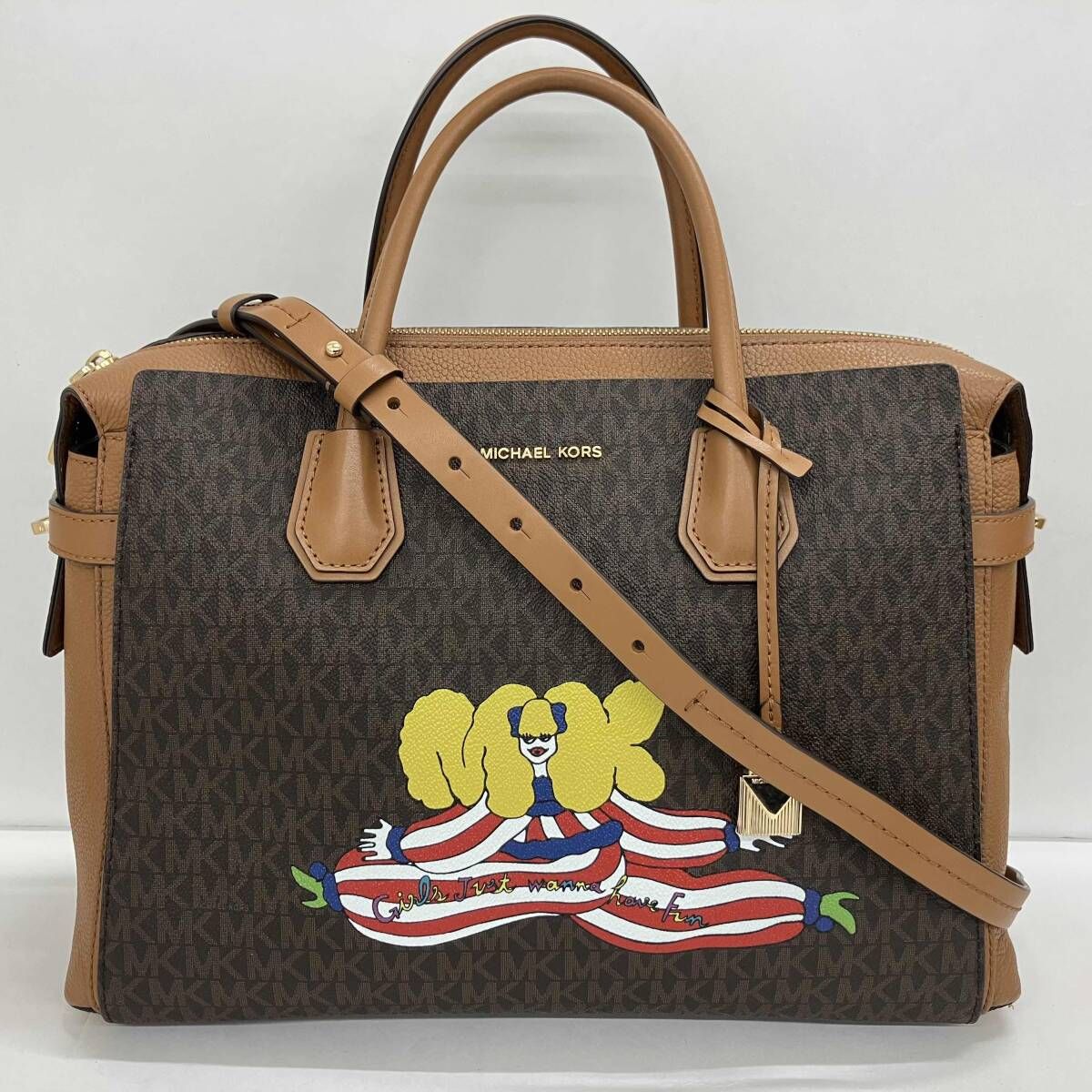 MICHAEL KORS マイケルコース 30S9GM9S3B ベルテッド 2way ショルダーバッグ ハンドバッグ MK 総柄 ヤナギダマサミ コラボ レディース