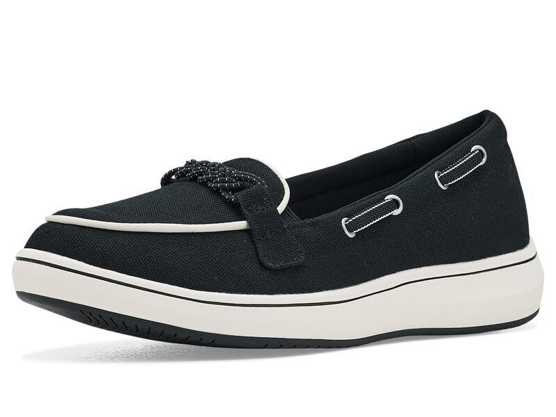 クラークス レディース シューズ スリッポン・ローファー Clarks Breezesky Bay Black Canvas ブラック