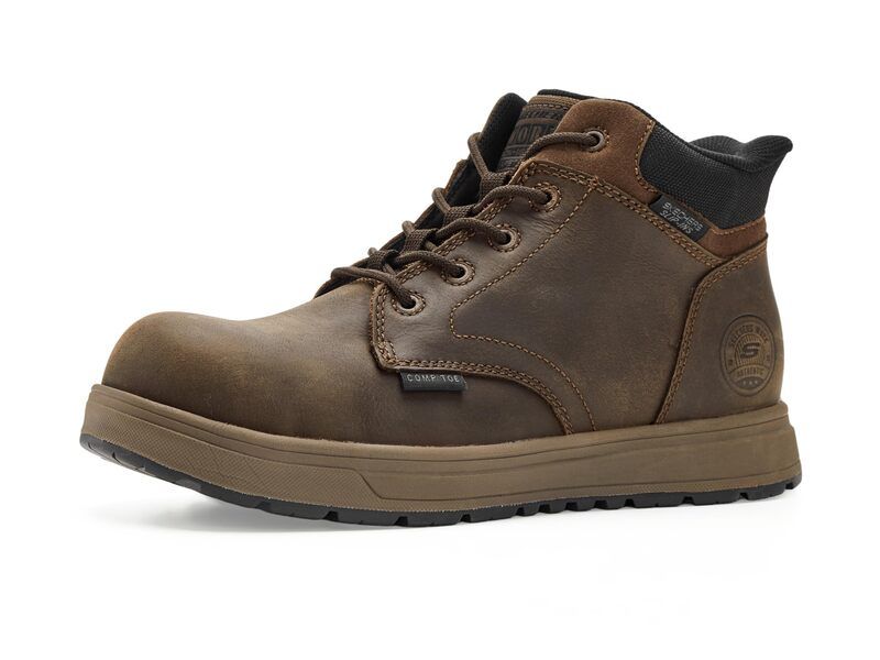 スケッチャーズ メンズ シューズ ブーツ・レインブーツ SKECHERS Work Declon Comp Toe Brown ブラウン