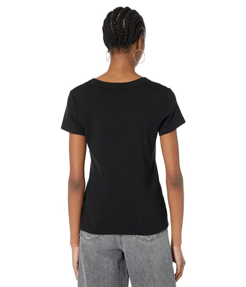 マイケルスターズ レディース トップス シャツ Vネック コットン Michael Stars Nikki 1X1 Cotton Short Sleeve VNeck Tee Black ブラック マイケルスターズ レディース トップス シャツ Vネック コットン Michael Stars Nikki 1X1 Cotton Short Sleeve VNeck Tee Black ブラック
