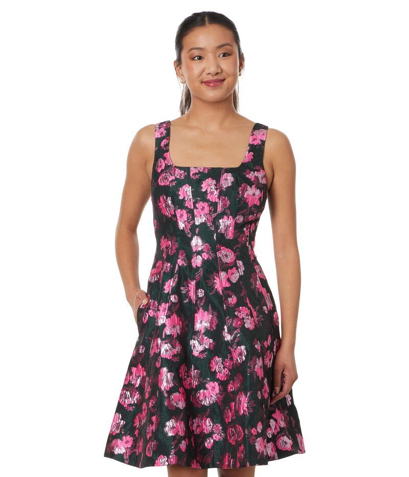 リリーピュリッツァー レディース トップス ワンピース フラワー柄 フラワー Lilly Pulitzer Leya Floral Jacquard Dres Evergreen Hibis Kiss Jacquard