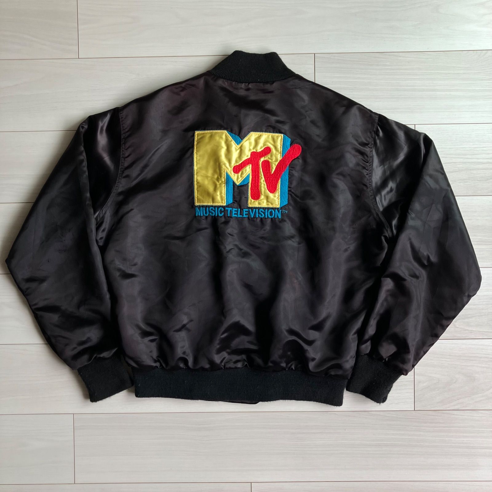 80s 90s MTV ロゴ刺繍 Lサイズ ブラック ナイロンジャケット スタジャン さらば青春の光 森田