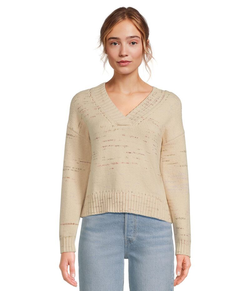 リラピー レディース アウター ニット・セーター Vネック Lilla P Oversized VNeck Sweater Eggshell Combo