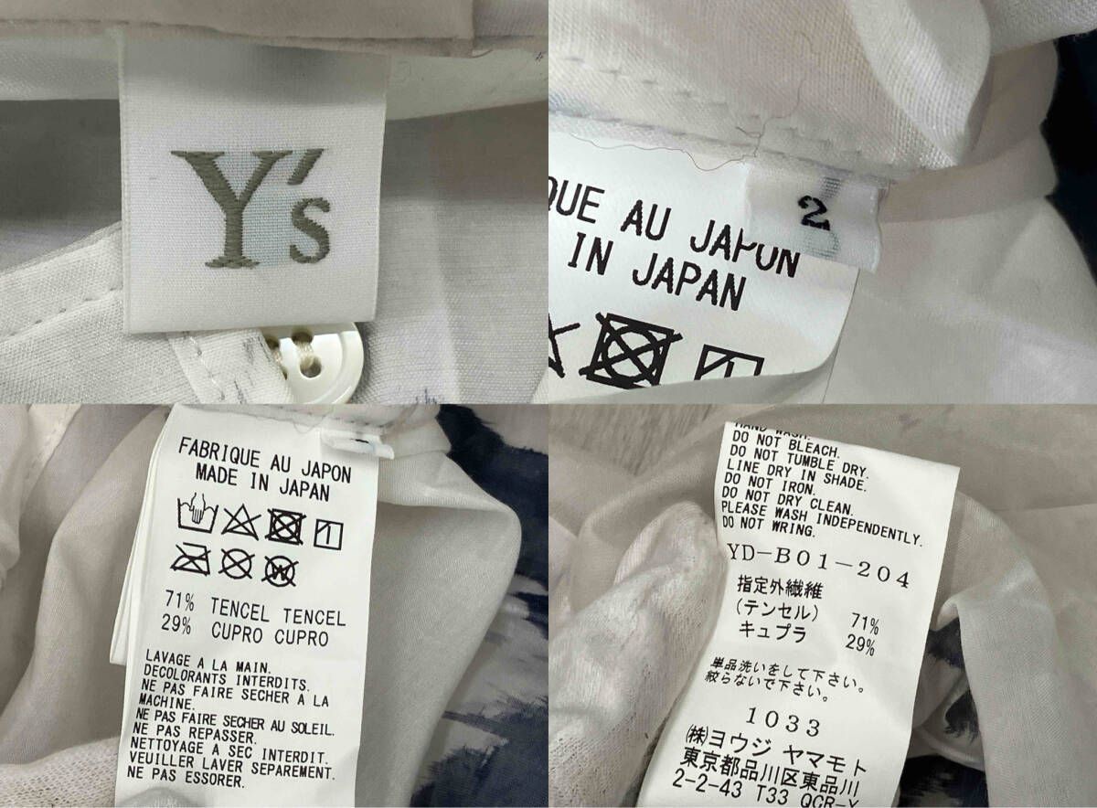 Y's ワイズ 長袖シャツ YD-B01-204 表記サイズ2 ホワイト Y's ワイズ 長袖シャツ YD-B01-204 表記サイズ2 ホワイト