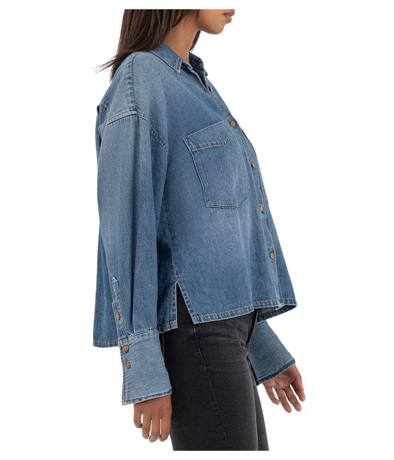 カットフロムザクロス レディース トップス シャツ KUT from the Kloth Gertiebutton Front Shirt Long SleeveWidecuff W Pocket Vintage Wash カットフロムザクロス レディース トップス シャツ KUT from the Kloth Gertiebutton Front Shirt Long SleeveWidecuff W Pocket Vintage Wash